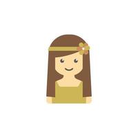 avatar do menina com flor dentro cabelo colori vetor ícone