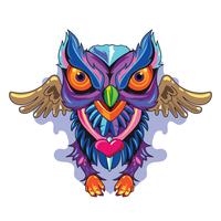 Ilustração Owl Fulcolor Novo Skool Tattoos Concept vetor