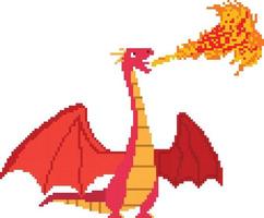 Dragão pixelizada ícone vetor ilustração projeto, pixel arte conjunto isolado vôo monstro
