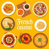 francês cozinha cardápio cobrir, vetor, refeições topo Visão vetor