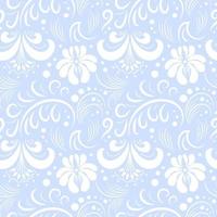 padronizar dentro russo estilo gzhel. tradicional botânico folk desenho. branco em azul. vintage ilustração para papel de parede, impressão em tecido, invólucro, fundo. vetor