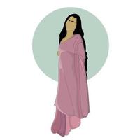 plano Projeto do uma grandes cabelos mulher vestindo uma roxa cor saree vetor