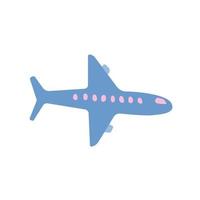 avião azul sobre um fundo branco. ilustração em vetor plana, ícone