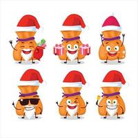 santa claus emoticons com laranja doce saco desenho animado personagem vetor