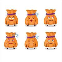 desenho animado personagem do laranja doce saco com sonolento expressão vetor