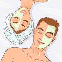 casal feliz curtindo tratamento facial vetor