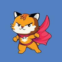 fofa Super heroi gato desenho animado adesivo vetor ilustração