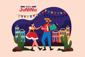 festa junina celebração em estilo simples vetor