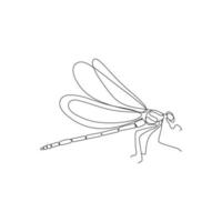 libélula inseto dentro 1 contínuo linha desenho. mínimo mão desenhado vetor ilustração.