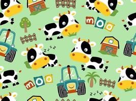 vetor desatado padronizar do engraçado vaca desenho animado, agricultura elemento desenho animado