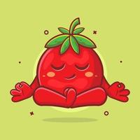 calma tomate fruta personagem mascote com ioga meditação pose isolado desenho animado dentro plano estilo Projeto vetor
