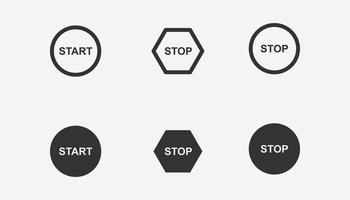 conjunto de ícones de início e parada para design gráfico, site e móvel vetor