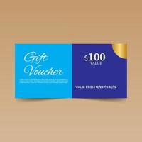 modelo de design de voucher de presente azul vetor