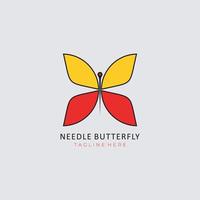 vetor ilustração borboleta logotipo Projeto com agulhas