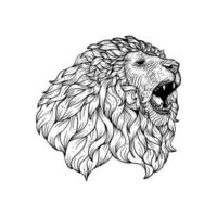 linha desenhando do uma masculino leão cabeça vetor