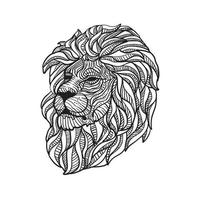 linha desenhando do uma masculino leão cabeça vetor