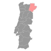 Bragança mapa, distrito do Portugal. vetor ilustração.