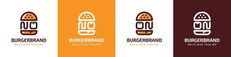 carta não e em hamburguer logotipo, adequado para qualquer o negócio relacionado para hamburguer com não ou em iniciais. vetor