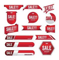 design de tag de promoção de banner vermelho de venda para marketing vetor