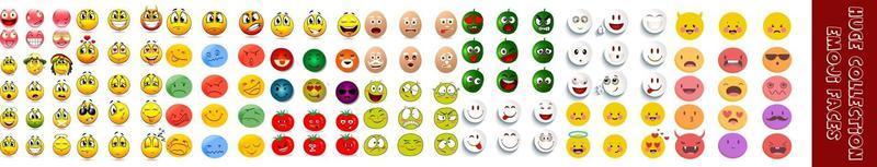 conjunto de faces de emoji vetor