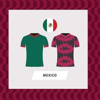 México futebol nacional equipe uniforme plano ilustração. norte americano futebol equipe. vetor