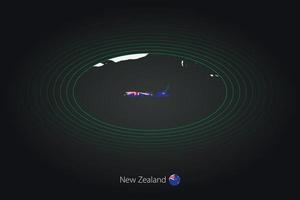Novo zelândia mapa dentro Sombrio cor, oval mapa com vizinho países. vetor