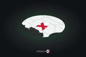 Alabama mapa dentro Sombrio cor, oval mapa com vizinho nos estados. vetor