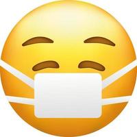 emoji com médico mascarar. emoticon amarelo face vestindo cirúrgico mascarar. vetor