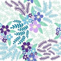 fantasia desatado floral padronizar com azul, azul, tsman, lavanda flores e folhas. elegante modelo para moda vetor