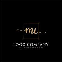 inicial mi feminino logotipo coleções modelo. caligrafia logotipo do inicial assinatura, casamento, moda, joalheria, butique, floral e botânico com criativo modelo para qualquer companhia ou negócios. vetor