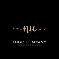 inicial nu feminino logotipo coleções modelo. caligrafia logotipo do inicial assinatura, casamento, moda, joalheria, butique, floral e botânico com criativo modelo para qualquer companhia ou negócios. vetor