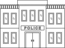página para colorir isolada da delegacia de polícia para crianças vetor