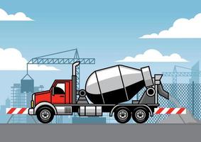 cimento caminhão em a construção local vetor