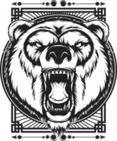 panda cabeça vetor mascote logotipo Preto e branco