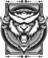 tigre cabeça vetor mascote logotipo Preto e branco