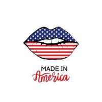 vetor ilustração impressão para camiseta mulheres 4º do Julho independência dia dentro América. mulheres lábios com americano bandeira