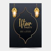 modelo de cartaz de festa ramadan kareem iftar. cartão de convite para o mês de Ramadã. vetor