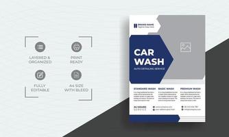 criativo carro lavar folheto ou poster modelos vetor
