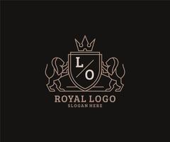 modelo de logotipo de luxo real da letra lo inicial em arte vetorial para restaurante, realeza, boutique, café, hotel, heráldica, joias, moda e outras ilustrações vetoriais. vetor