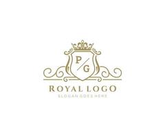 inicial pg carta luxuoso marca logotipo modelo, para restaurante, realeza, butique, cafeteria, hotel, heráldico, joia, moda e de outros vetor ilustração.
