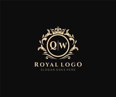 inicial qw carta luxuoso marca logotipo modelo, para restaurante, realeza, butique, cafeteria, hotel, heráldico, joia, moda e de outros vetor ilustração.