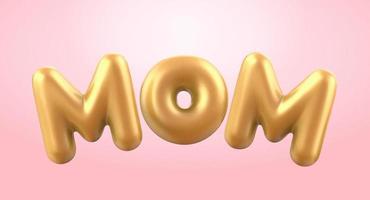 dourado mãe balão palavras isolado em Rosa fundo dentro 3d ilustração. elemento adequado para mãe dia e aniversário. vetor