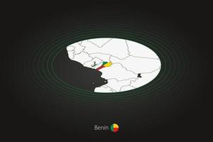 benin mapa dentro Sombrio cor, oval mapa com vizinho países. vetor