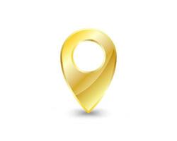 ícone de localização de marcador dourado. ilustração vetorial. ponteiro de mapa dourado isolado no fundo branco. vetor
