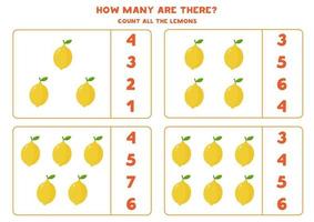 contando todos os limões. jogo educacional de matemática para crianças. vetor