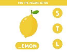 encontrar a letra que faltava com limão bonito dos desenhos animados.