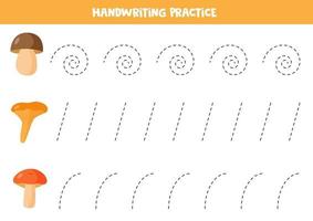 trace as linhas com lindos cogumelos da floresta. vetor