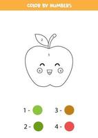 colorir a linda maçã kawaii por números. jogo para crianças. vetor