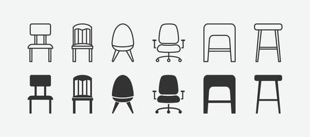 ilustração em vetor de conjunto de ícones de cadeira isolada.