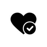 Novo coração Carraça vetor ícone, plano Projeto saudável coração com marca de verificação símbolo ilustração, medicação para coração logotipo.